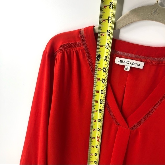 Heartloom Pyra Lace Trim Blouse Top Womens Medium Flowy Boho Holiday Lightweight - Picture 9 of 10